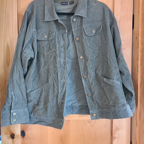 Vintage 90s North Crest 2X Green Corduroy Granola Girl Grunge Jacket Shacket 2XL - Picture 2 of 10